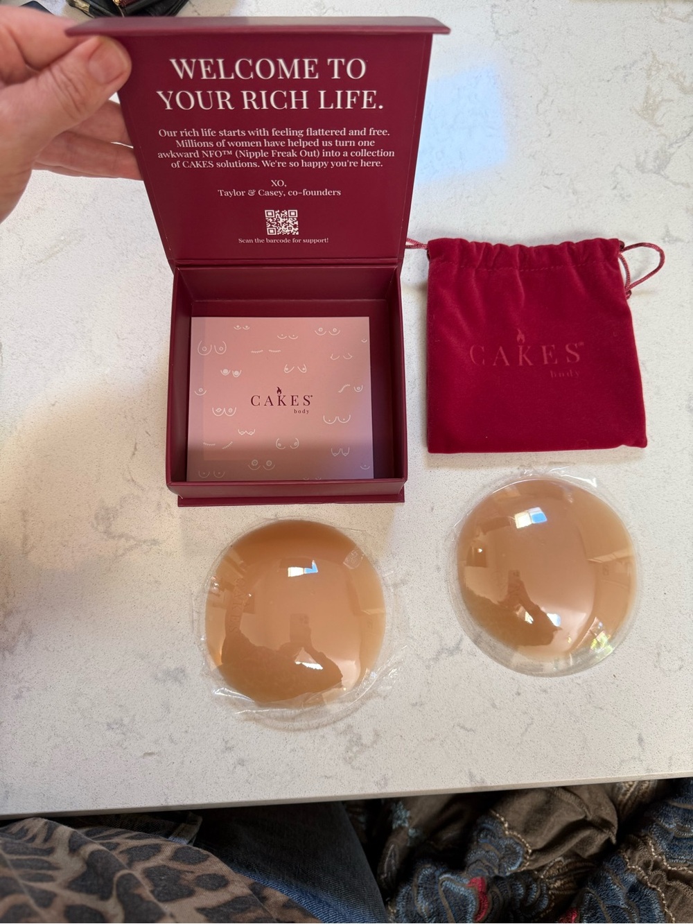Cake Nude Reusable Silicone Adhesive Pasties with Velvet Pouch